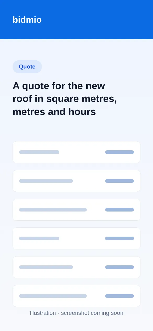 Quote for a new roof with scaffolding, stripping, membrane, battens, tiles and VAT on a phone